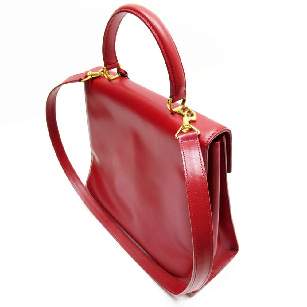 Gucci Gold Leather Bag Shoulder 2way Red Gold Red